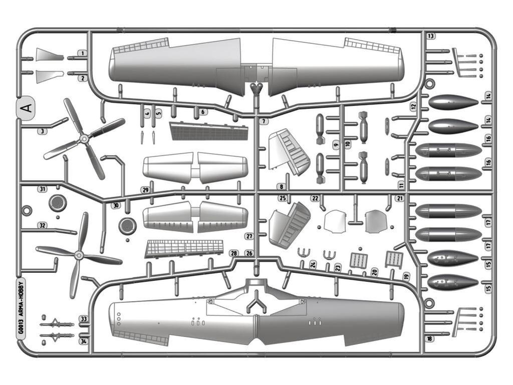 Arma Hobby Mustang Plastic Model Kit ADL70071 1/72 P-51K (Airplane)