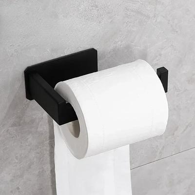 Toilettenpapierhalter aus Edelstahl, selbstklebend, für Badezimmer, Seidenpapierhalter, schwarzes Finish, einfache Installation, keine Schraube