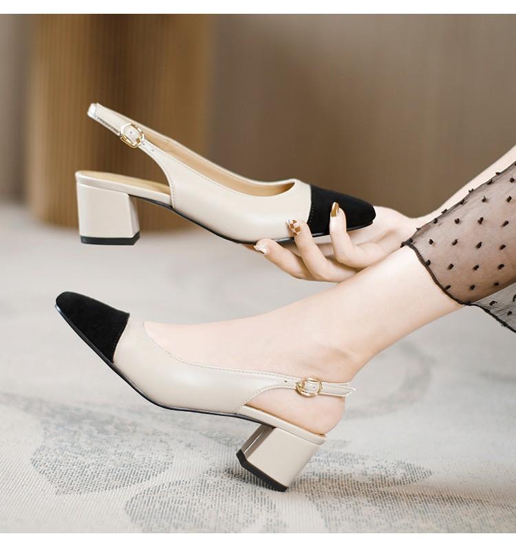 

Мягкие кожаные босоножки с толстым каблуком-мешком, женские, лето 2025, новые, на низком каблуке, во французском стиле, маленькие ароматные, подходящие по цвету, высокие каблуки, пустые одинарные туфли 40