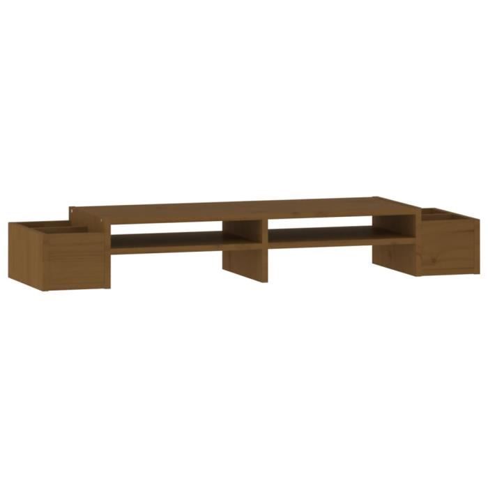 VidaXL Monitor Stand Honey Brown 100x27.5x15 Cm Solid Pine Wood 813972