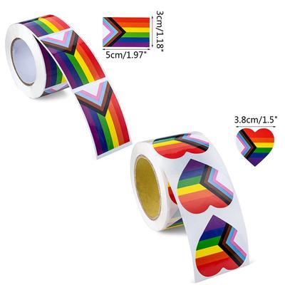 Samolepky Gay Pride 500ks/Role Dekorativní samolepky na tašku Hrnek Vázu Tvar Srdce/Čtverce Duhové samolepky Speciální dárky