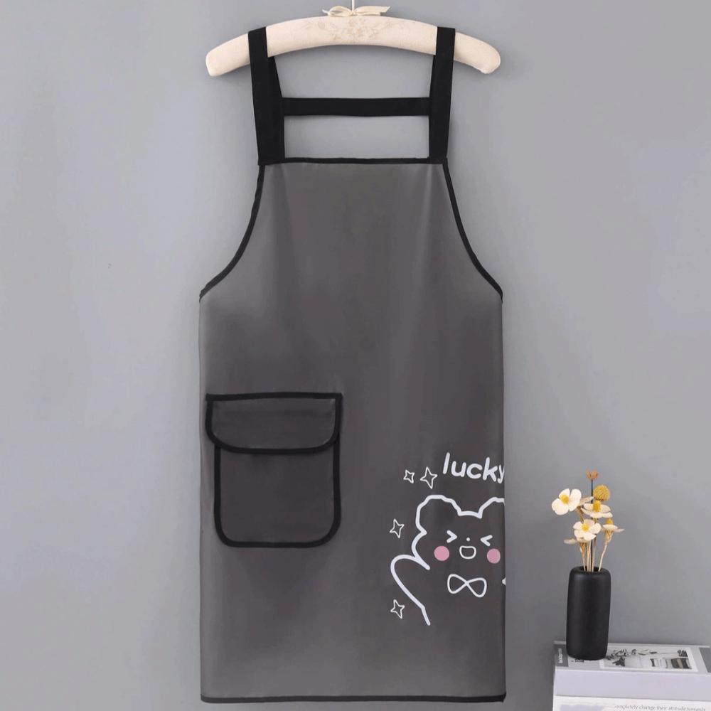 2PCS/SET Transparent Waterproof Apron with Pockets Sleeveless Design Kitchen Apron Lightweight Oil Resistant Workwear Apron