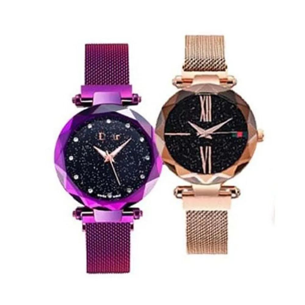 One-touch magnetic daily fashion diamond watch Rose gold