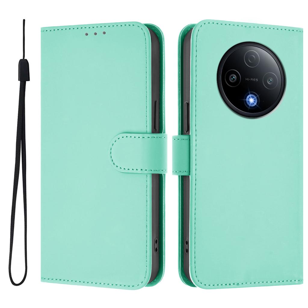 For Xiaomi Redmi 15 4G (EU) (171mm) Case Solid Color Wallet Leather Phone Cover with Strap
