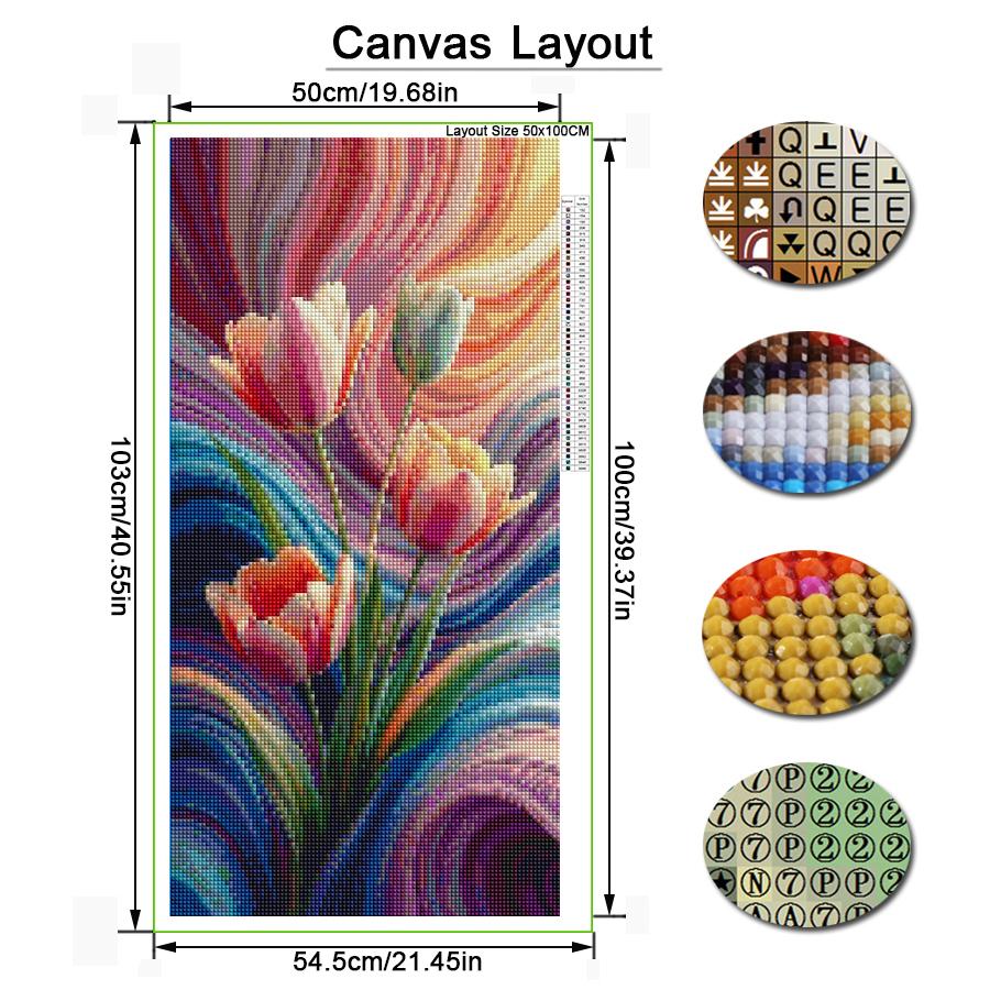 Colorful Tulips Large Size Diy Diamond Art for Adults Painting New Collection Abstract Scenery Full Rhinestone Embroidery Mosaic Cross Stitch Kits