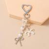Cute Bowknot Love Heart Keychain Crystal Pearl Key Ring Pendants For Women Girls Handbag Decor Diy Handmade Key Chain Gifts