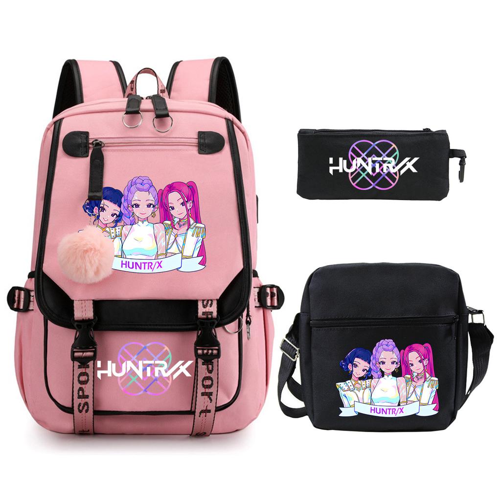 KPop Demon Hunters Korean version of student school bag children's backpack pencil bag set
