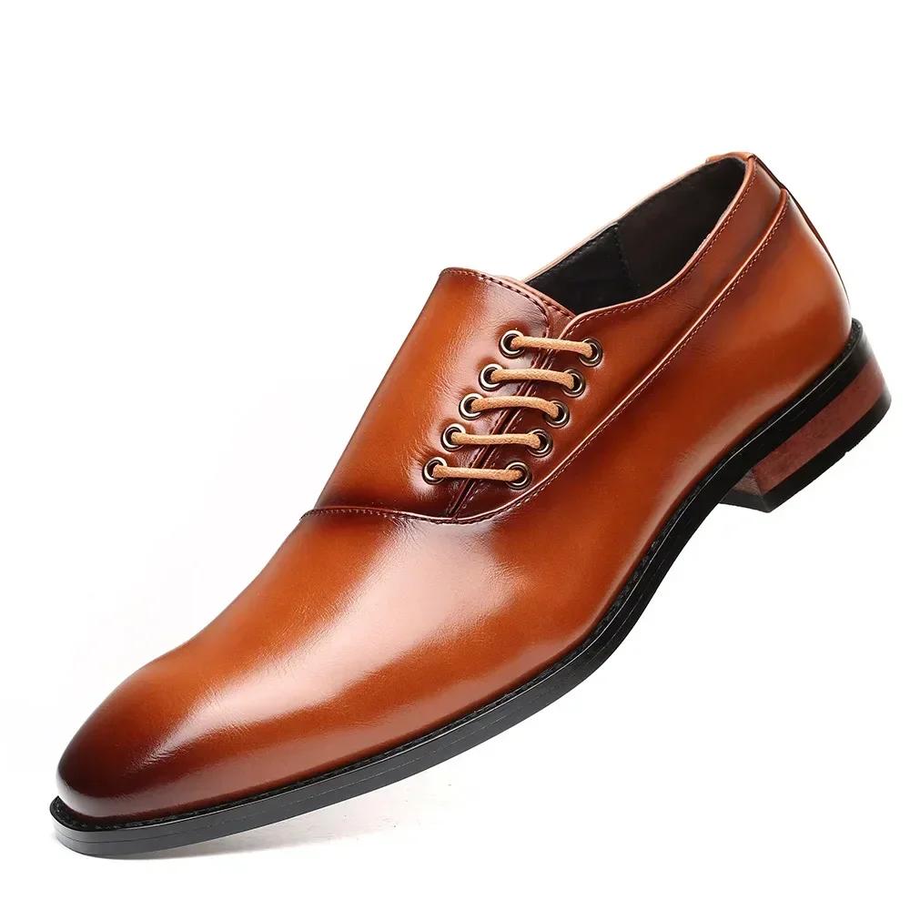 Business Dress Men Shoes Square Toe Leather Party Wedding Shoes Men Quality Gentleman Shoess 48 Casual Man Office Shoes 2024