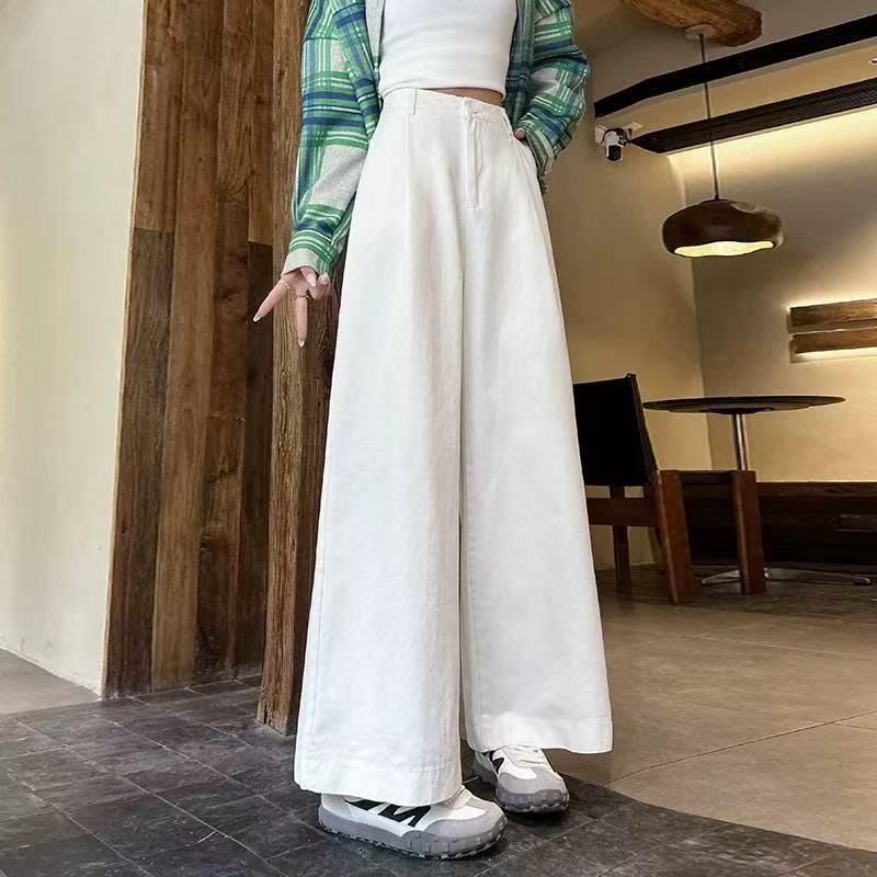Women's Winter 2025 Apricot Wide-Leg High-Waisted Slimming Loose Pants for Petite Sizes