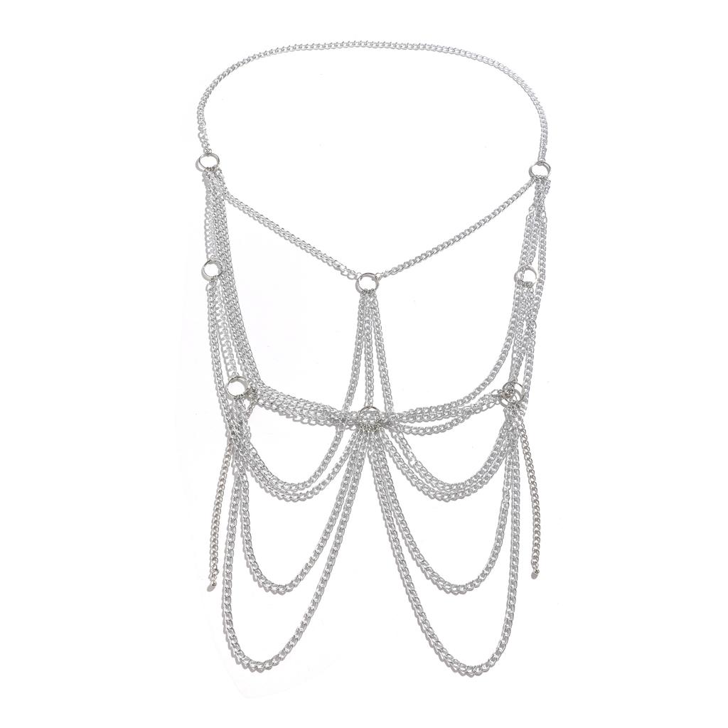 Chaîne de taille et de ventre à pampilles métalliques multicouches Ingemark Rock pour hommes Punk Couleur Argent Fête d'été Club de Plage Bijoux de Corps