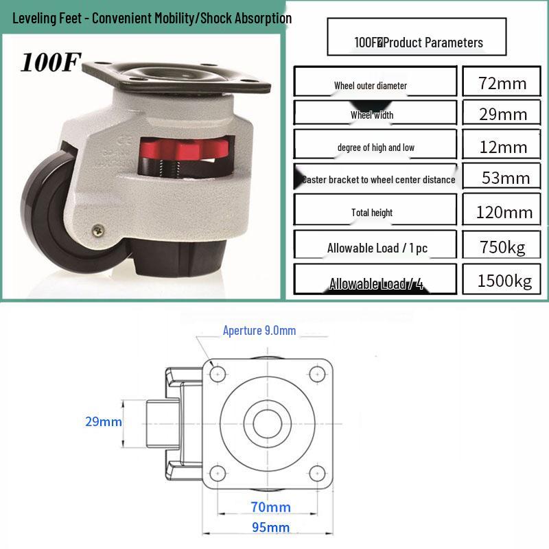 Fuma Leveling Caster Wheel - 40F to 150F Universal Cabinet Attachment