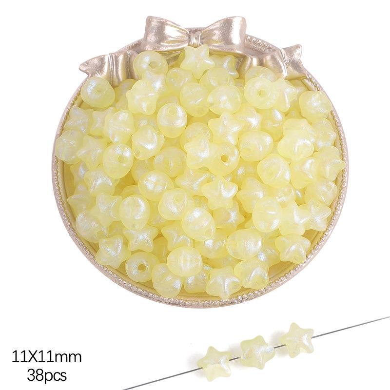 Iridescent Acrylic Pentagram & Peach Heart Beads for DIY Jewelry Making