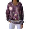 Women's Loose Comfortable Casual Fashion V-Neck Christmas Print Long Sleeve Hoodie