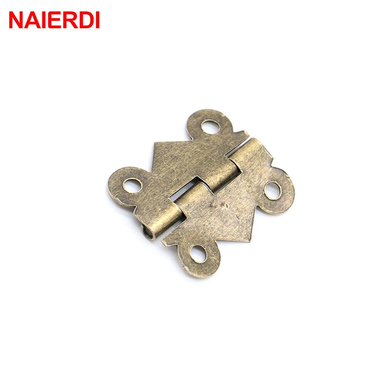 30pcs NAIERDI 20mm x17mm Bronze Gold Silver Mini Butterfly Door Hinges Cabinet Drawer Jewellery Box Hinge For Furniture Hardware