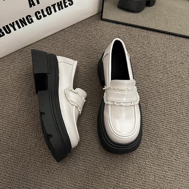Japanese Jk Round Head Brown Small Leather Shoes Women's 2025 Spring New College Style Loafers Thick Sole Heightening Skirt