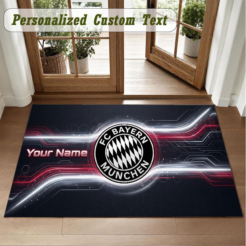 Crystal Velvet Square Rug Custom NameBayern Munich Pattern Non Slip Home Floor Decor Rug