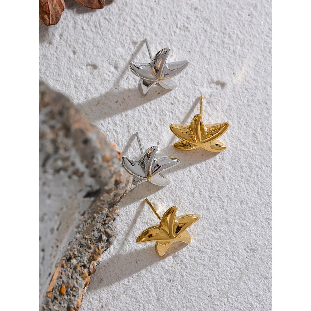 Eetit водонепроницаемые металлические серьги-гвоздики в виде морской звезды — фото 5