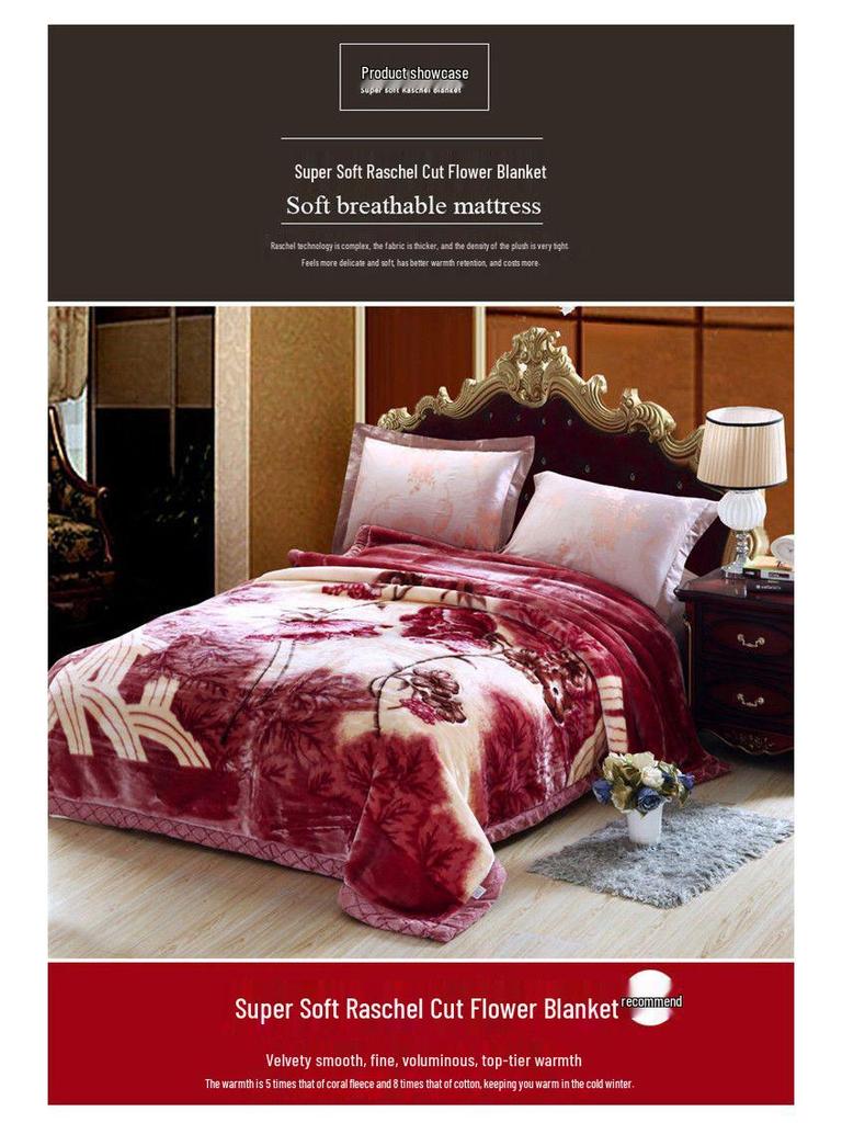 G5Z Double Layer Thickened Raschel Blanket - Cozy Autumn/Winter Quilt for Couples or Wedding Cover