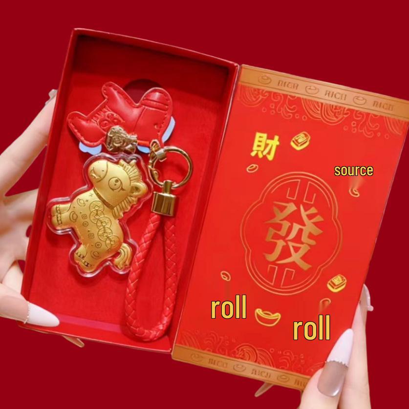 999 Reingold Jahr des Pferdes Handtaschenanhänger Schlüsselanhänger - Glücksgeschenk für Kunden