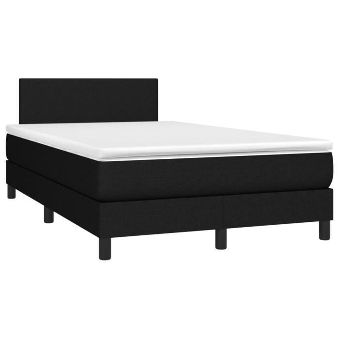3139883 vidaXL Lit à sommier tapissier avec matelas Noir 120x200 cm Tissu