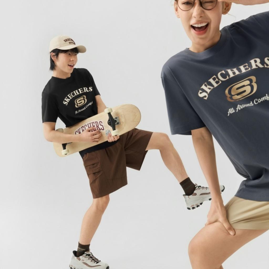 Skechers Comfortable Breathable Antibacterial Crew Neck T-Shirt Unisex Tops L226U067-0018
