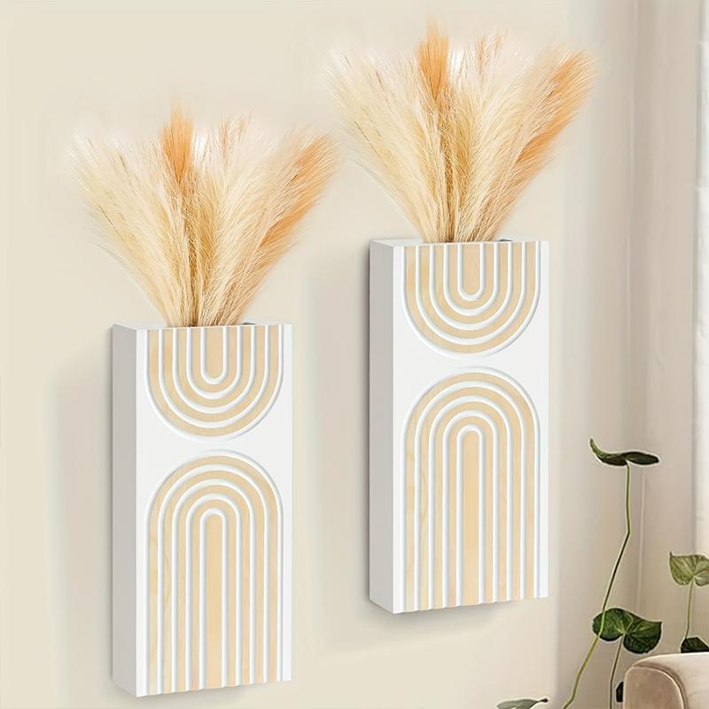 30cm*14cm Floral Art Home Flower Vase Crafts Wood Ornaments Wall Hanging Handmade Bohemia Garden Home Decoration