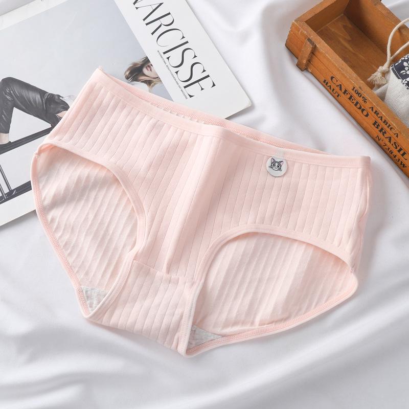 Women's Mid-Waist Cotton Briefs - Breathable, Comfortable, Solid Color