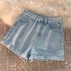 Casual Denim Shorts with Curly Edge Women's New Summer Thin High-waisted Denim