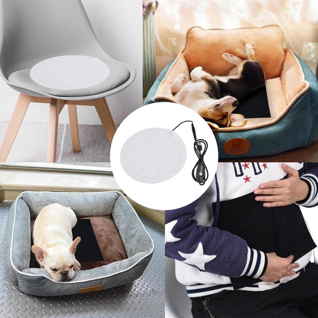 5V Electric Heating Pad 20cm Round Warmer 3 Modes Adjustable Temperature Heat Pad For Keeping Clothing & Pets Warm with USB Plug