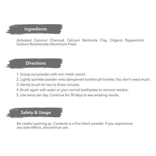 Black Pearl Activated Charcoal Teeth Whitening - Organic & All Natural - Remineralizing Tooth Powder - Anti-Bacterial - Made In USA - 2 oz.