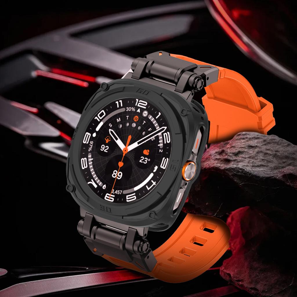 Case+Strap For Samsung Galaxy Watch 7 Ultra Soft TPU Silicone Band Metal Case for Samsung Galaxy Watch 7 Ultra No Gaps Bracelet