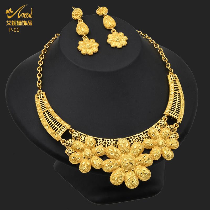 ANIID Indian Tassel 24K Gold Color Necklace Set Nigerian Party Bridal Wedding Ethiopian Luxury Dubai Jewelry Set Wholesale New