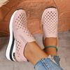 2026 New Hollow Out Wedges Sneakers Women Plus Size Pu Leather Thick Sole Loafers Woman Slip On Breathable Casual Shoes Female
