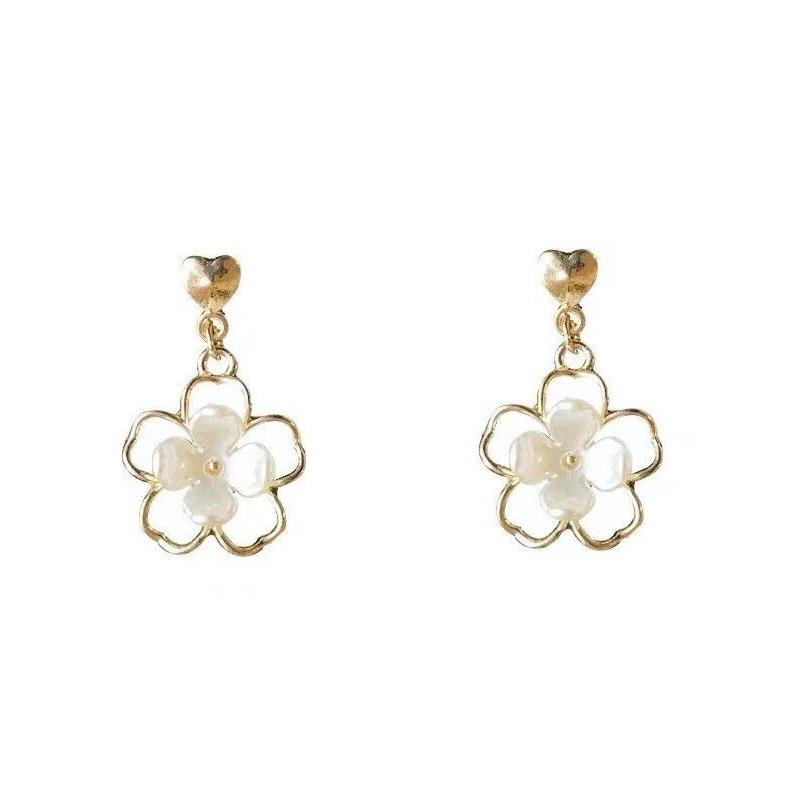 Cherry Flower Blossoms Flower Stud Earrings Gold Color Ear Studs Women's Fine Jewelry Mother's day Birthday