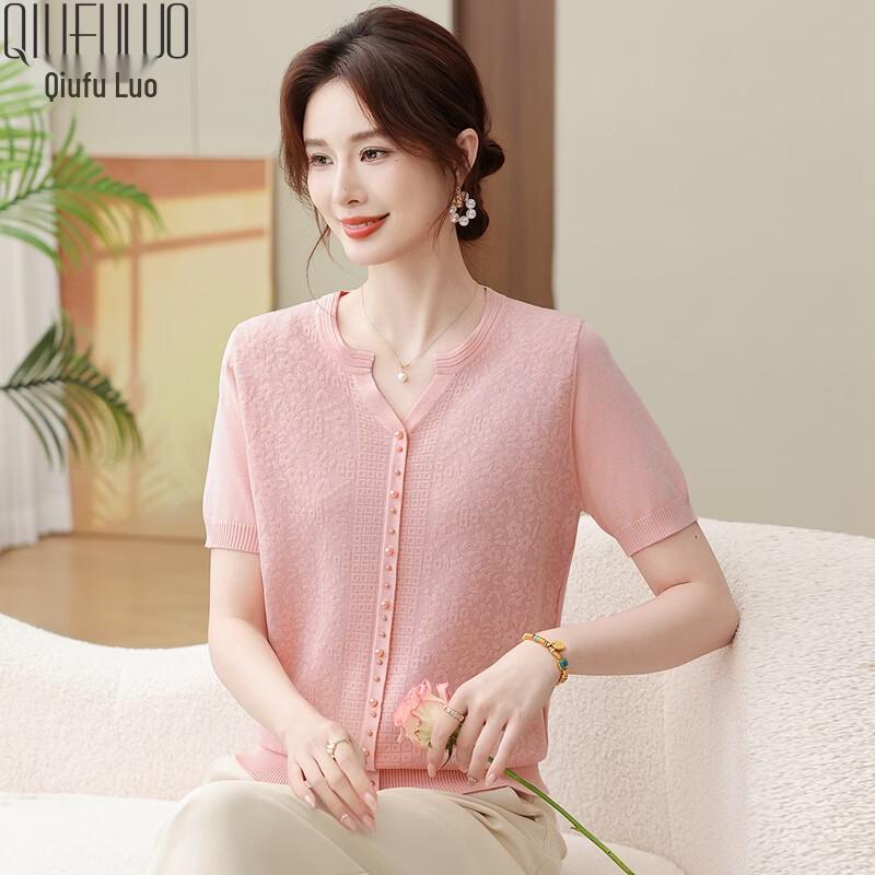 Women s Ice Silk Short Sleeve Knit T-Shirt XL