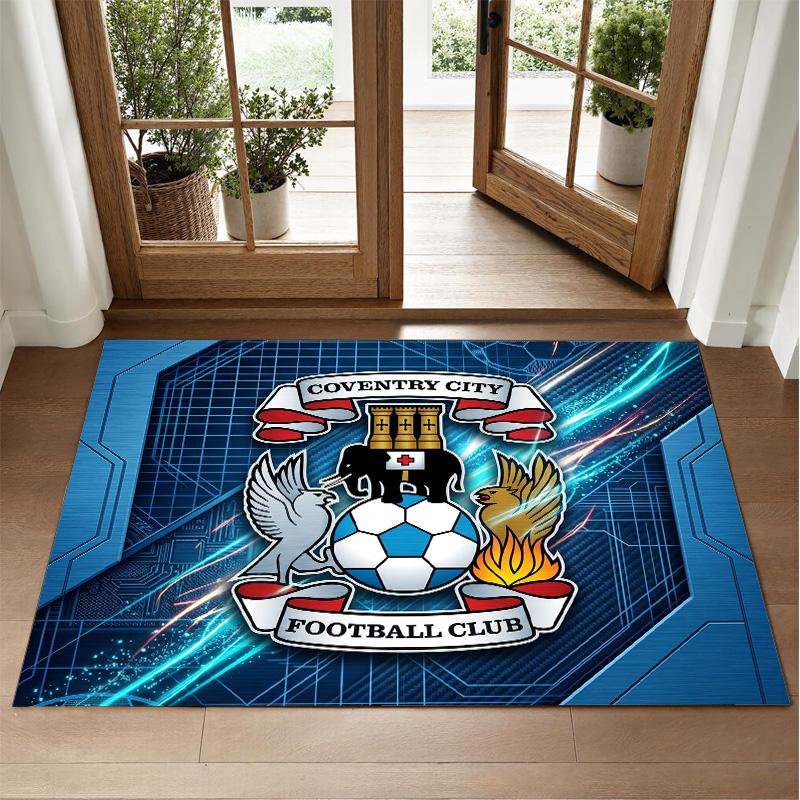 Coventry City Football Design Crystal Velvet Rug Soft Decorative Mat for Bedroom Entrance