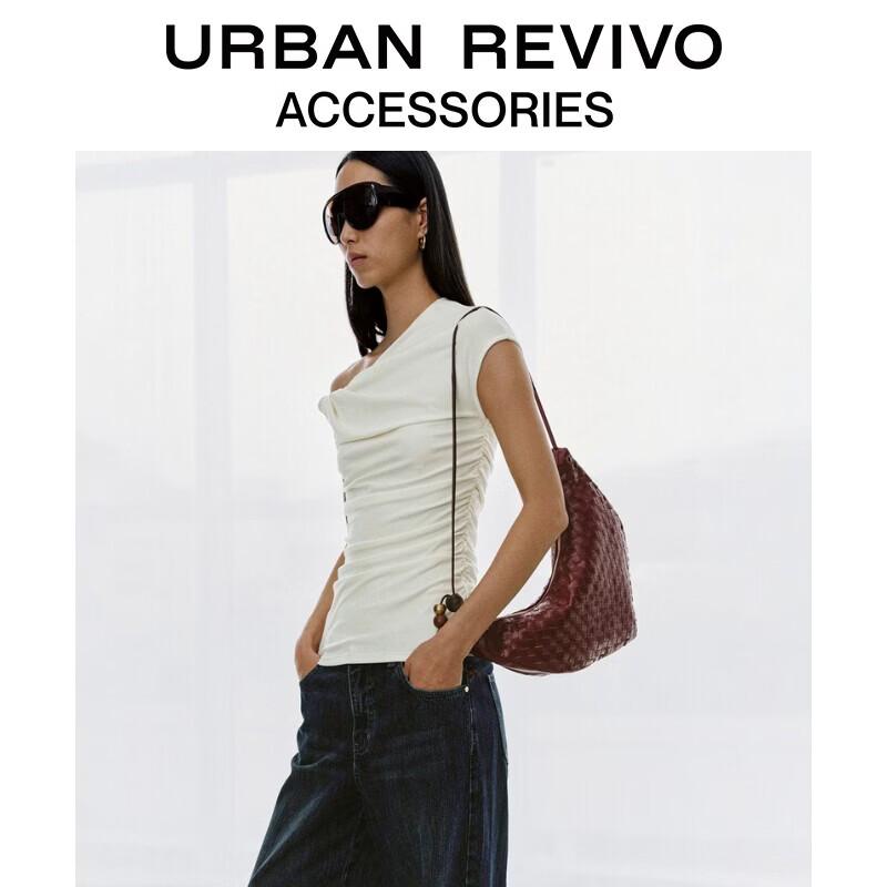 URBAN REVIVO Retro Woven Tote Shoulder Bag One Size