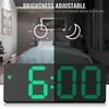 Temperature Display LED Desk Clock Snooze Function Mirror Digital Alarm Clock  Desktop