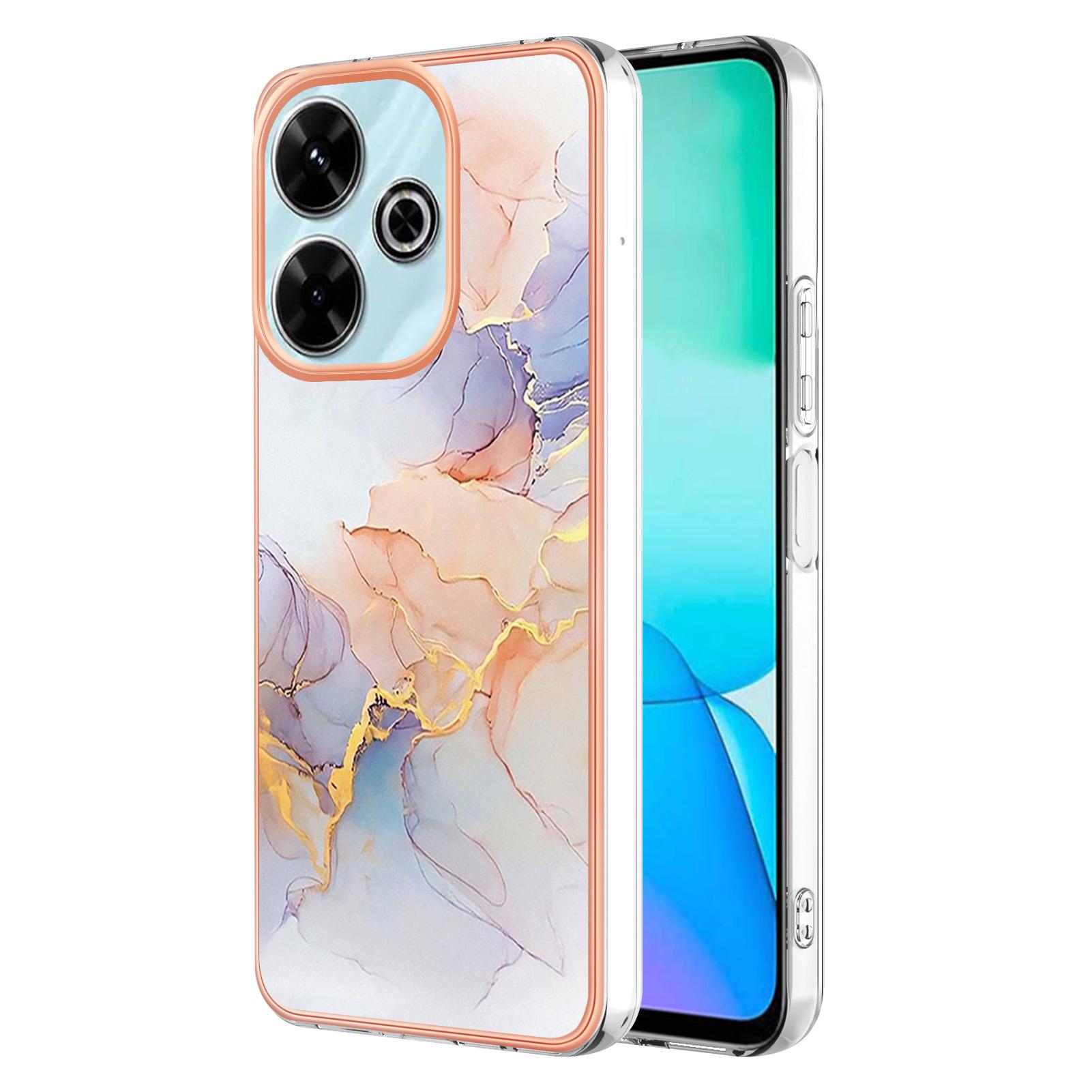 

For Xiaomi Redmi 13 4G Case with IMD Marble Flower Pattern TPU Mobile Back Cover C