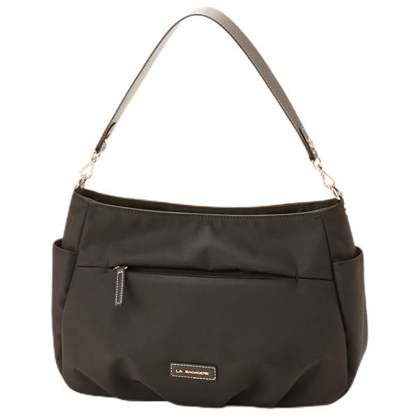 Labagagery Полиэстеровый холст Сумка на плечо со складками B008702 Черный (10)