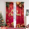 Set Of 2 Flat Printing Christmas Scene Curtain Merry Versatile Fabric Without Electricity Festive Wall Decor Use Polyester