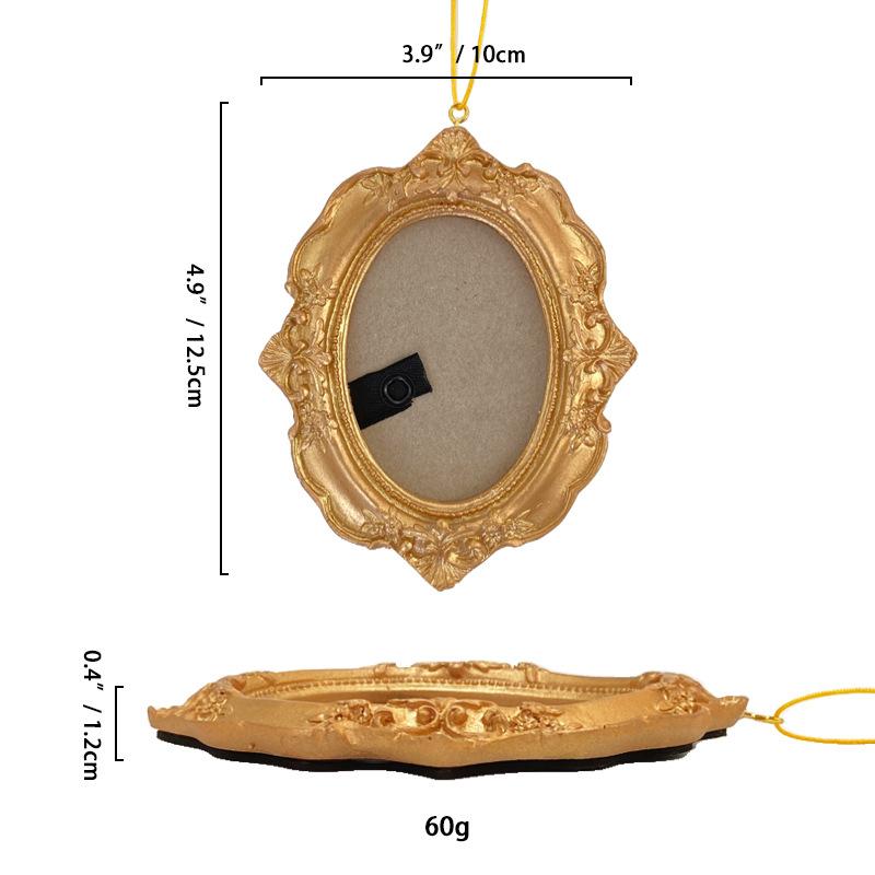 European Mini Golden Retro Small Photo Frame Home Decor Picture Frame Room Wall Decoration Pendant Accessory Resin Handicrafts