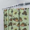Cute Cartoon Army Pattern Shower Curtain Decor for Kids Bathroom Green Camo Design with Teddy Bear Tank Print (51x72in)