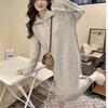 Lapel Sweater Skirt Women's Long Autumn and Winter New Loose Lazy Wind Over the Knee Base with Knitted Dress Inside