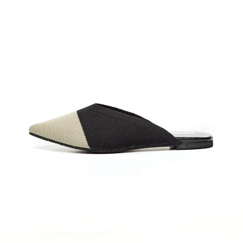 Women Mules 2025 Summer Knitting Pointed Women Half Slides Mules Loafers Casual Slipper Female Shoes Flat Sandals Size 35-43