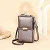 Dámská móda Kabelky na zip na telefony se spojkou Pu Kožené peněženky Malé crossbody kabelky