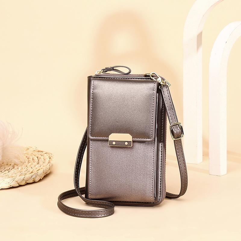 Dámská móda Kabelky na zip na telefony se spojkou Pu Kožené peněženky Malé crossbody kabelky