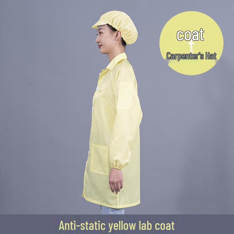 Unisex Striped Antistatic Lab Coat for Dust-Free and Static Protection