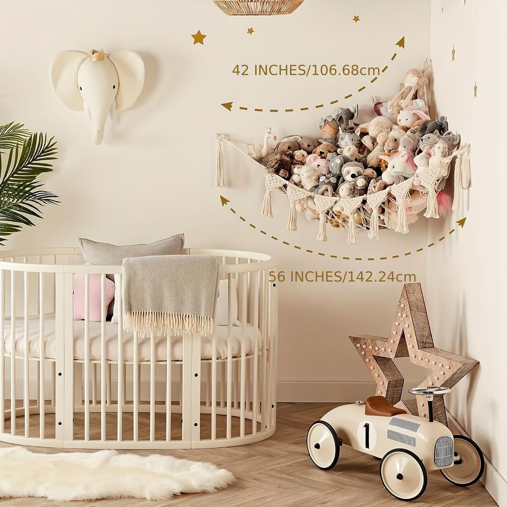 Stuffed Animal Toy Storage Hammock - Doll Stuff Animals Organizer Decorations - Cute Hanging Plushie Net Bedroom Room Decor