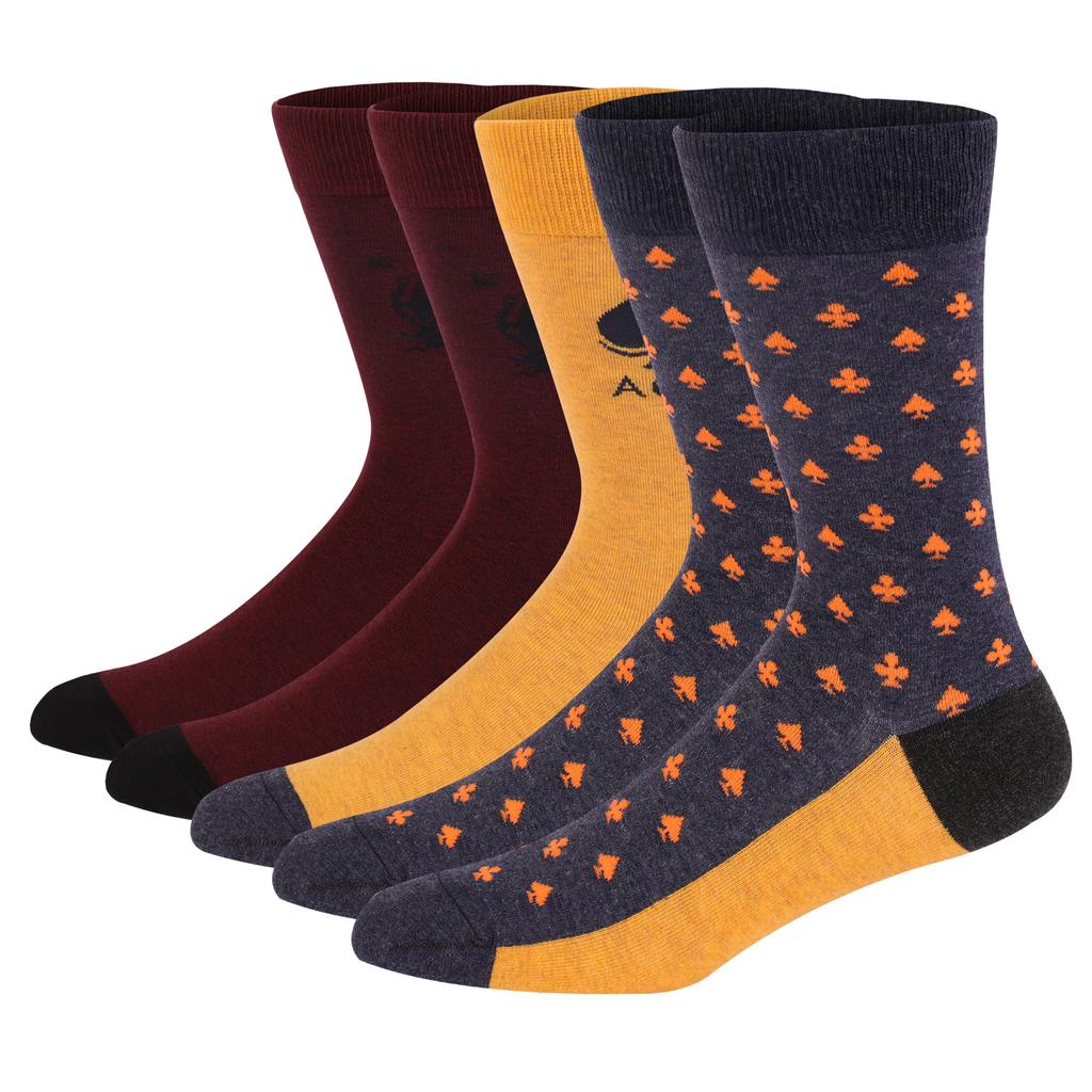 5 Pairs Mens Dress Socks Plus Large Size High Quality Combed Cotton Crew Socks Black Cool Argyle Breathable Casual Socks for Men